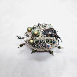 Iridescent beetle's attak
